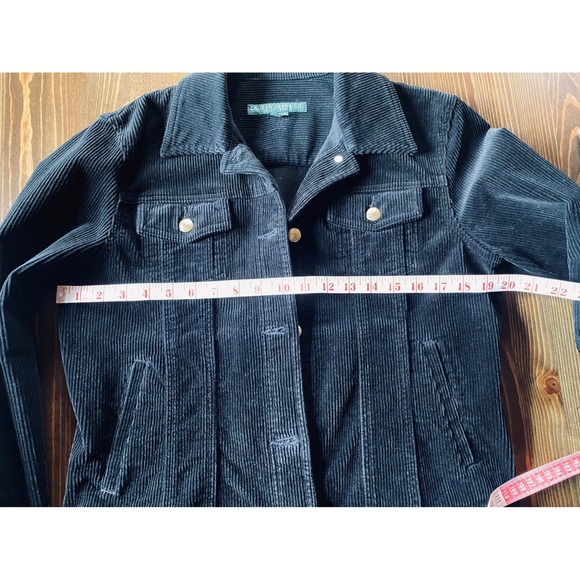Vintage Lauren Jeans Co Ralph Lauren Black Corduroy Trucker Jacket Women Size M - Picture 14 of 16